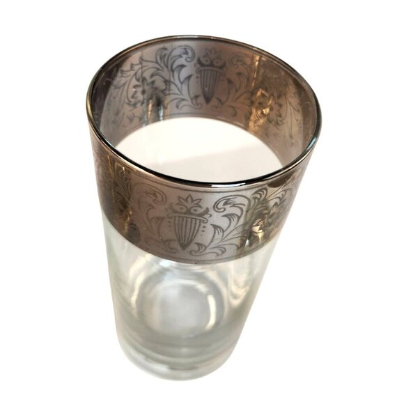 Dorothy Thorpe Style Mid-Century Silver Rimmed Highball Glasses Set Of 4 With Si - Picture 4 of 14